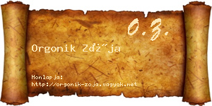 Orgonik Zója névjegykártya